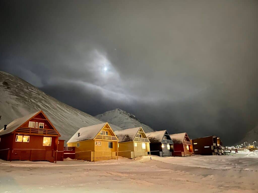 dark twenty four hours seven days a week in Longyearbyen during winter season