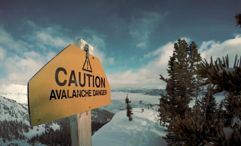 Avalanche caution sign