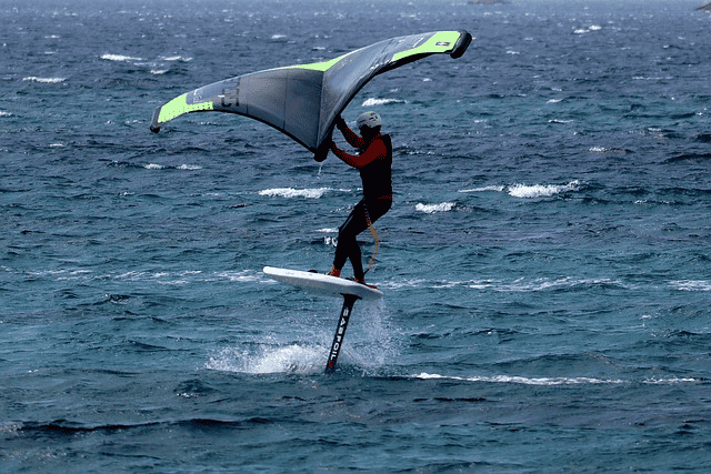 wing surfing, foiling, nature