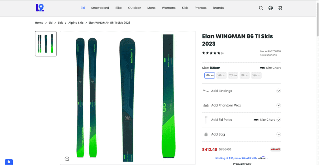 Elan Wingman 86 Ti skis for beginners