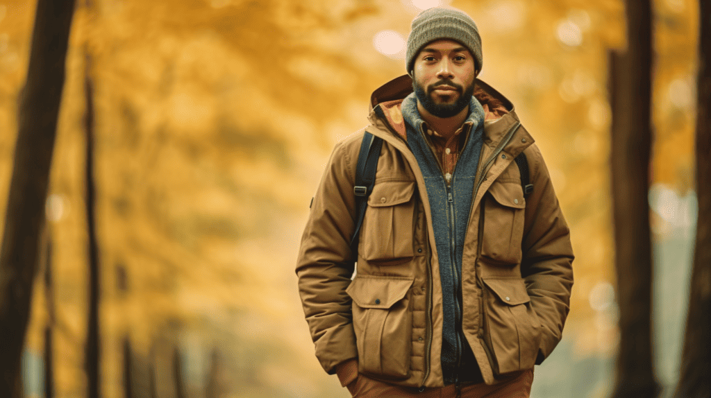 a guy wearing essential layers following the basic layering guide