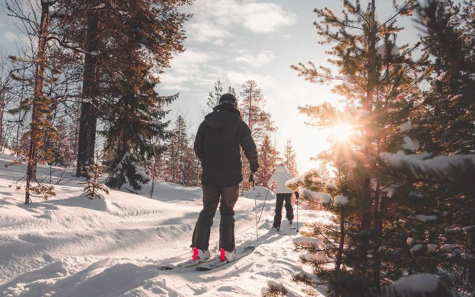 Two People on a Snow Trail