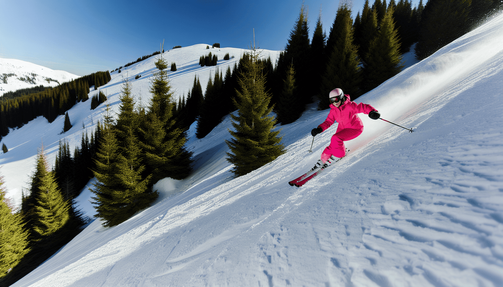 Intermediate skier skiing in challenging terrain