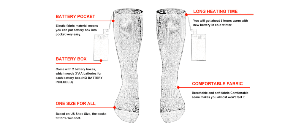how does heated ski socks works