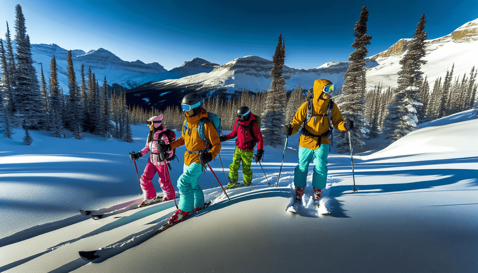 Ski tourers exploring the backcountry terrain